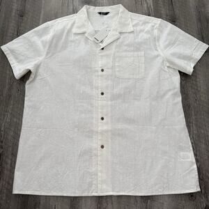 Coofandy Shirt Mens Size XXL Beige Short Sleeve Hawaiian Club Button Up NEW